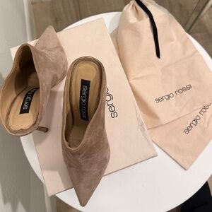 Sergio Rossi Leather Sabot(pointed-toe mule) Blushed Nude/Cipria Size 38